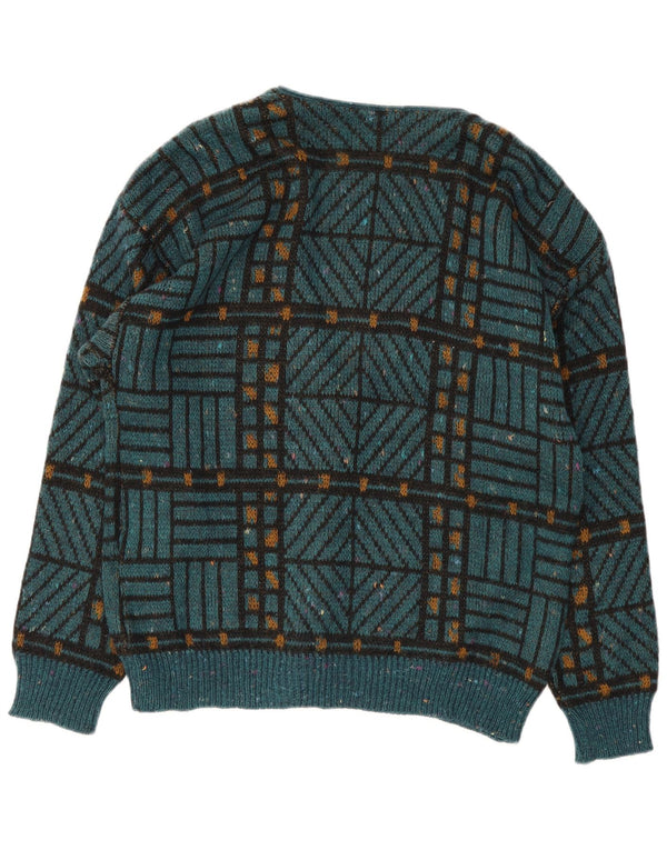 Vintage Γυναικείο Oversized Ζακέτα UK 18 XL Green Geometric