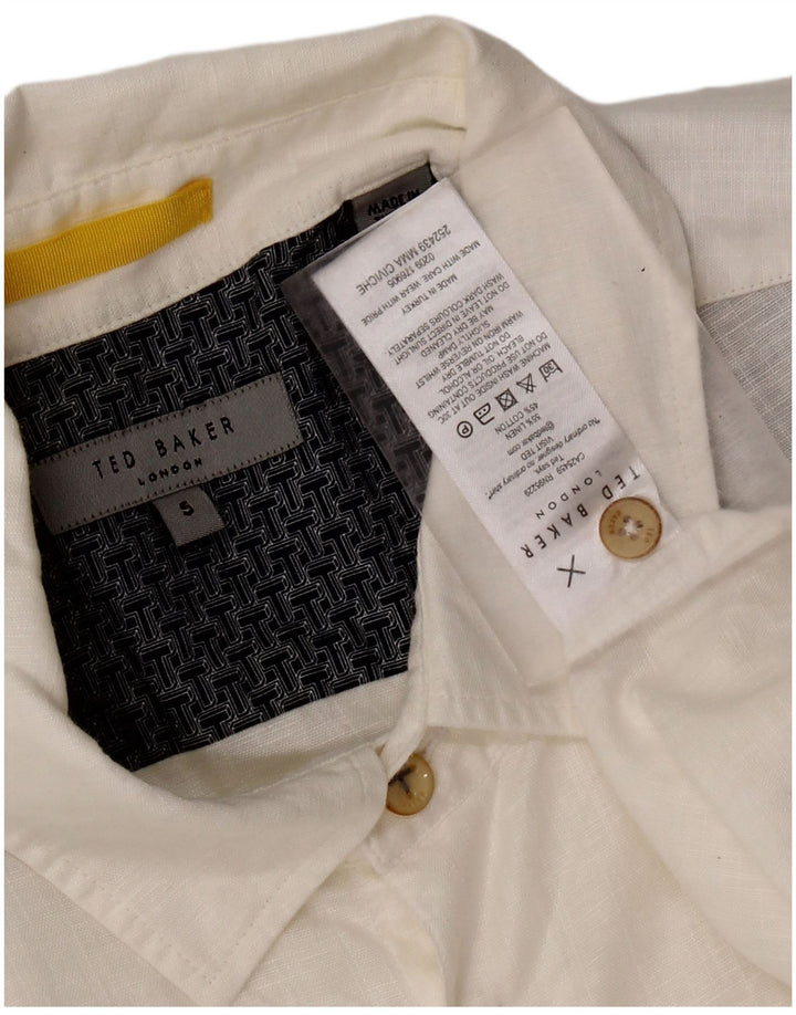 TED BAKER Ανδρικό κοντομάνικο πουκάμισο μέγεθος 5 XL Λευκό λινό