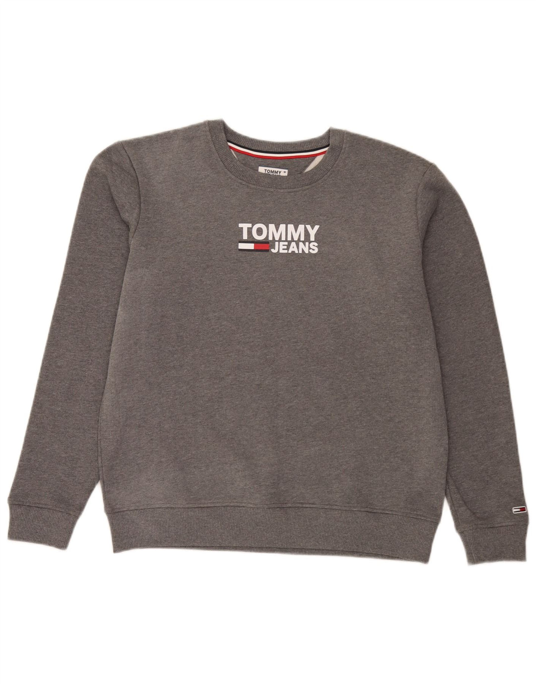Γραφικό ανδρικό φούτερ Tommy Hilfiger Jumper μεγάλο γκρι βαμβακερό