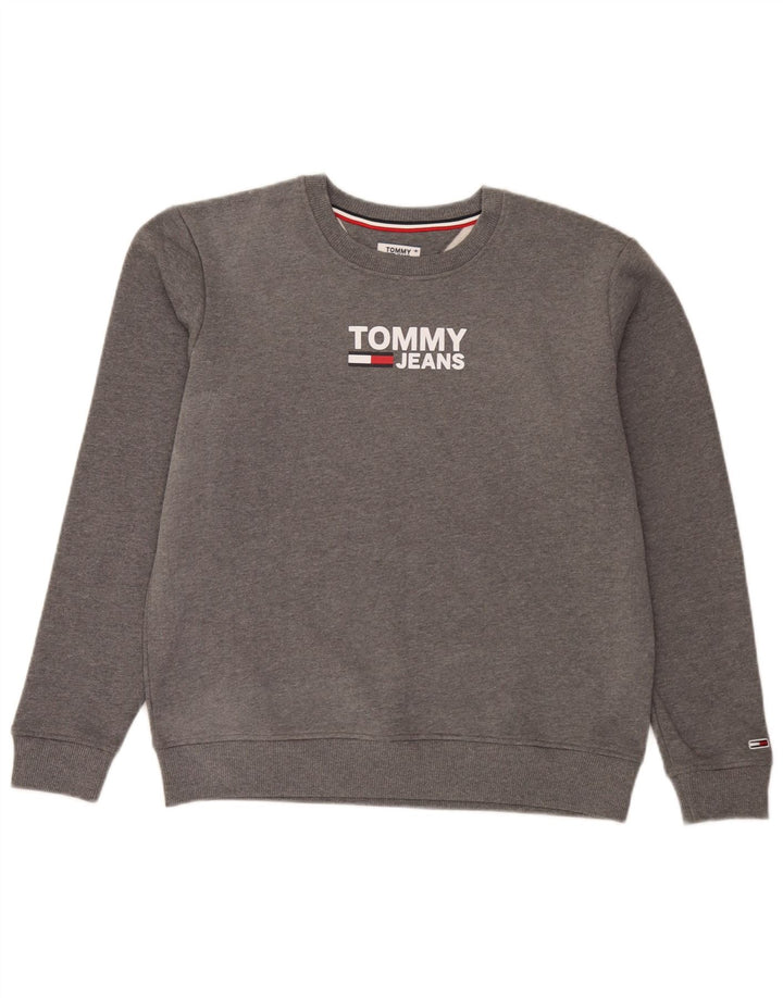 Γραφικό ανδρικό φούτερ Tommy Hilfiger Jumper μεγάλο γκρι βαμβακερό