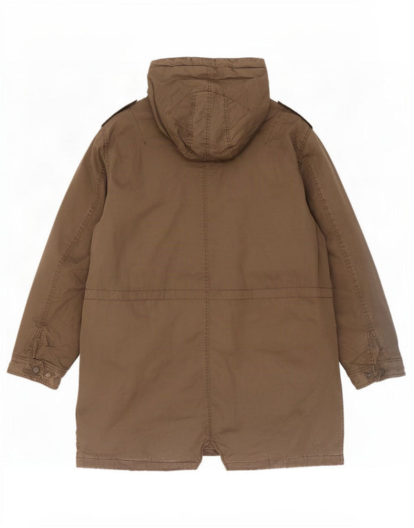 Zara Ανδρικό μπουφάν Parka με κουκούλα UK 44 2XL Χακί βαμβακερό