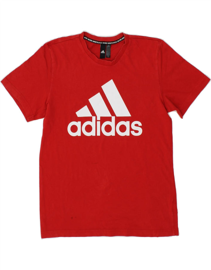 ADIDAS Mens Graphic T-Shirt Top Medium Red Cotton Vintage Adidas and Second-Hand Adidas from Messina Hembry 