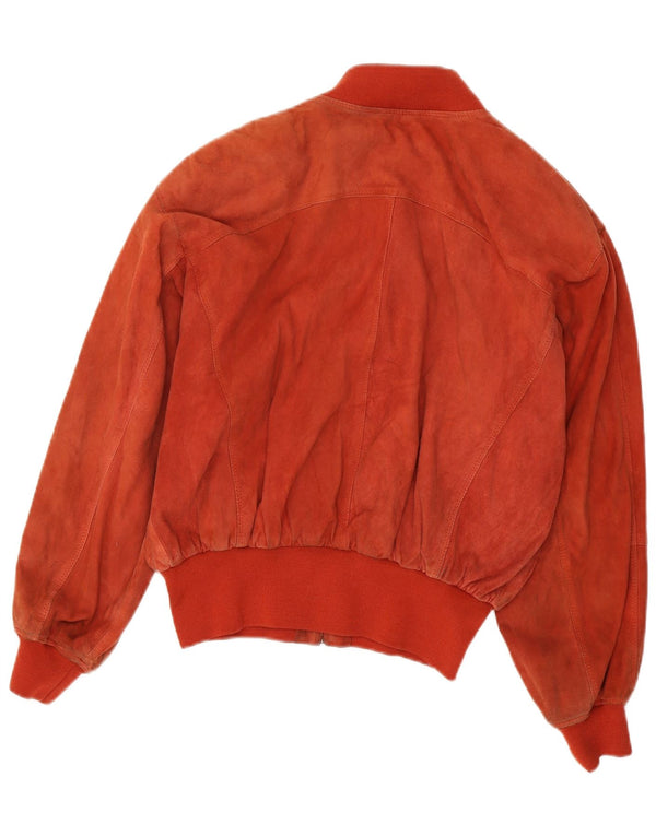 Vintage Γυναικείο Suede Bomber Jacket UK 16 Large Orange