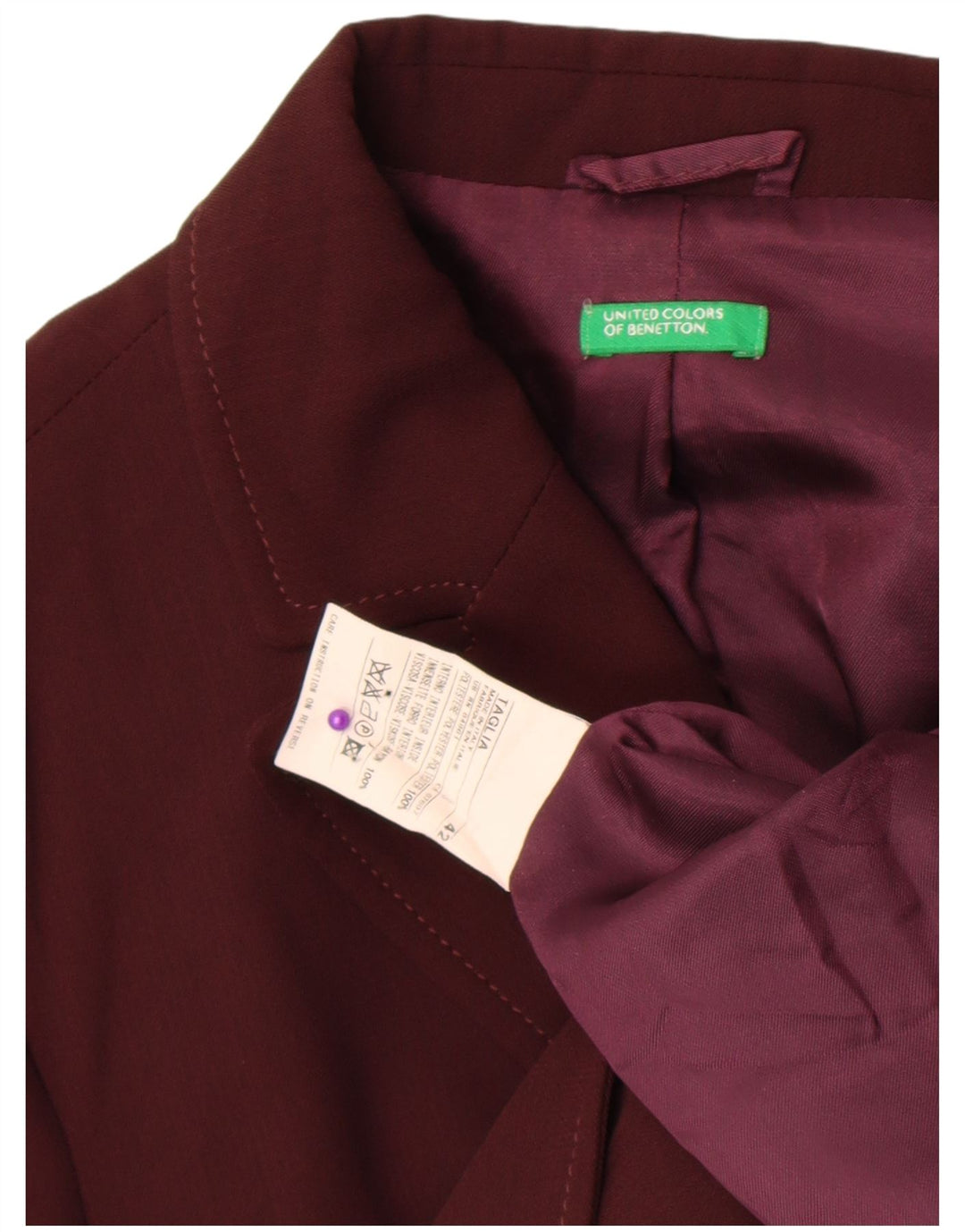 Benetton Γυναικείο Μπουφάν Blazer με 2 Κουμπιά IT 42 Βισκόζη μεσαίου μπορντό