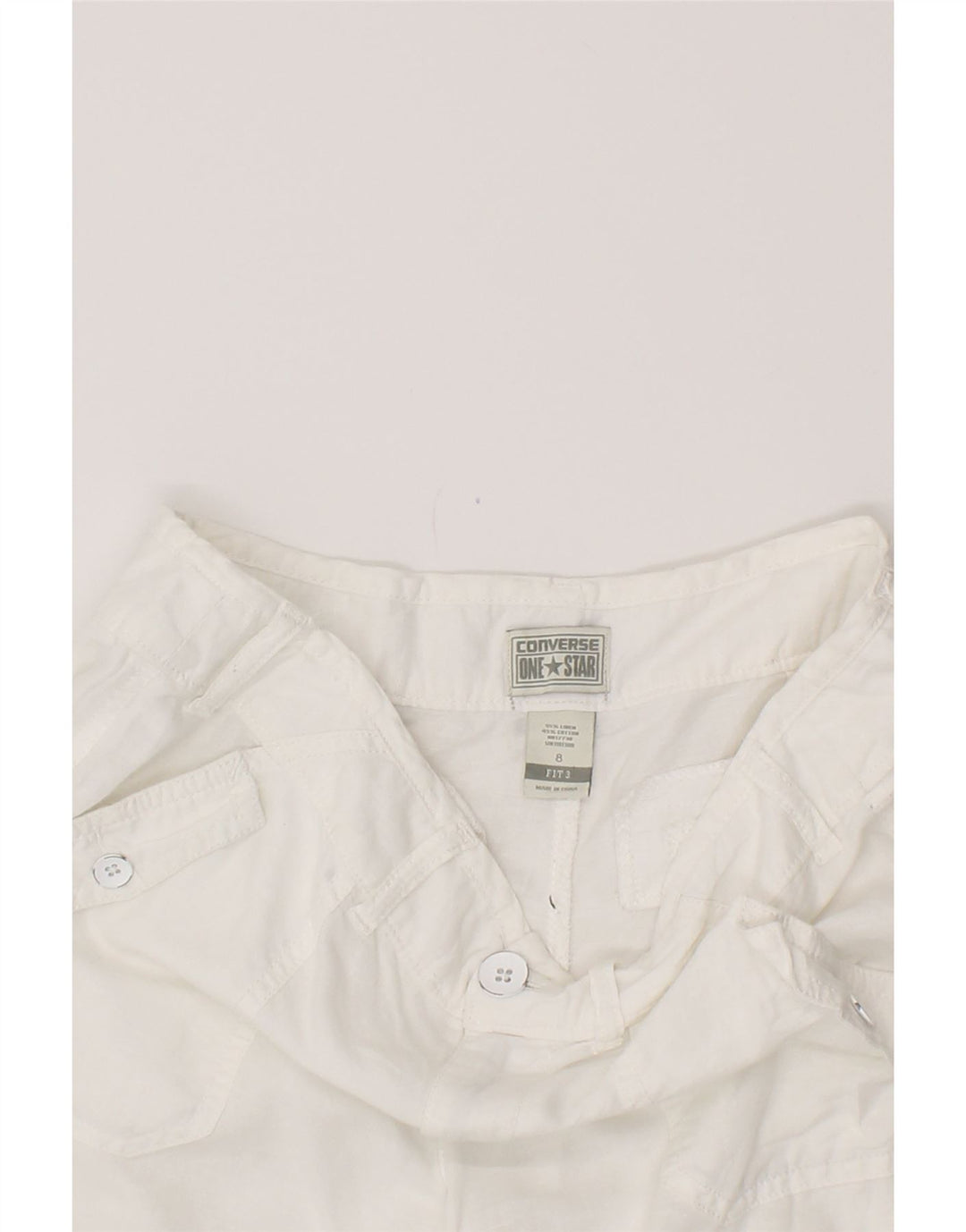 Γυναικείο Casual σορτς CONVERSE US 8 Medium W34 Λευκό λινό