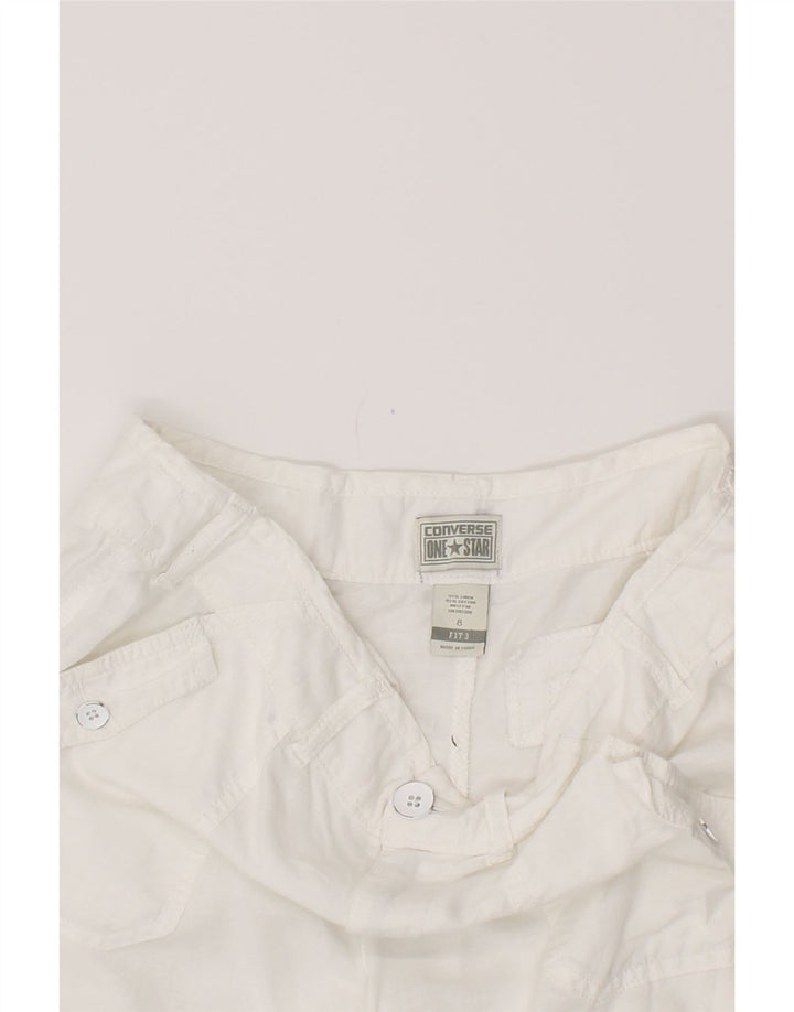 Γυναικείο Casual σορτς CONVERSE US 8 Medium W34 Λευκό λινό