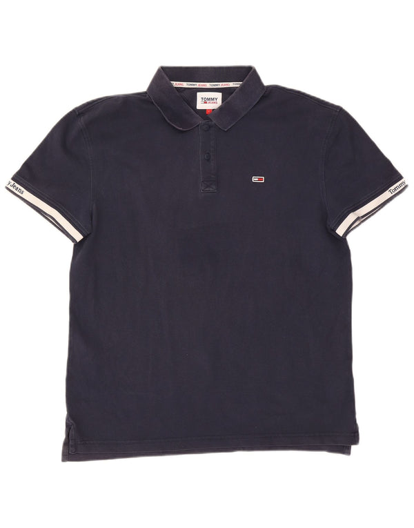 Ανδρικό μπλουζάκι πόλο Tommy Hilfiger μεγάλο μπλε ναυτικό, βαμβακερό