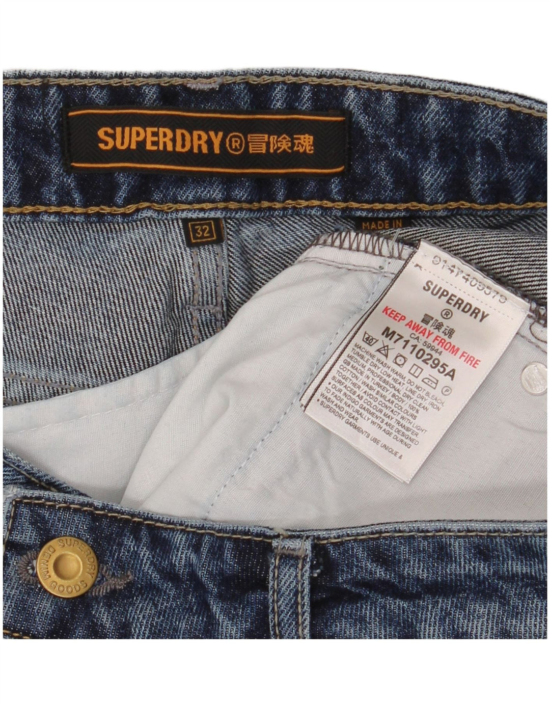 Ανδρικό τζιν σορτς Superdry W32 μεσαίο μπλε βαμβακερό
