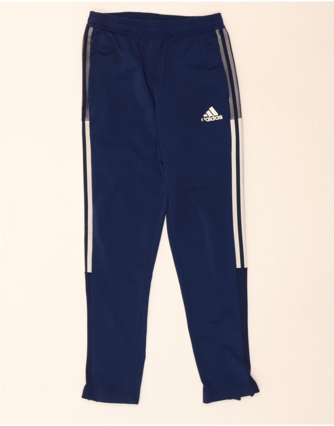 ADIDAS Boys Tracksuit Trousers 13-14 Years Navy Blue Polyester