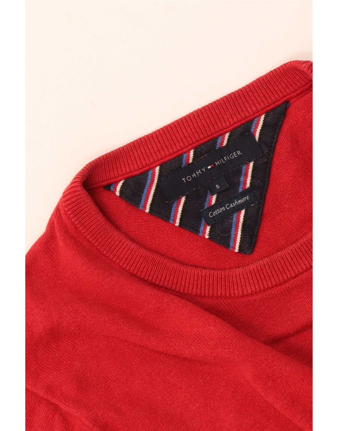 Ανδρικό πουλόβερ με λαιμόκοψη Tommy Hilfiger Μικρό βαμβακερό κόκκινο
