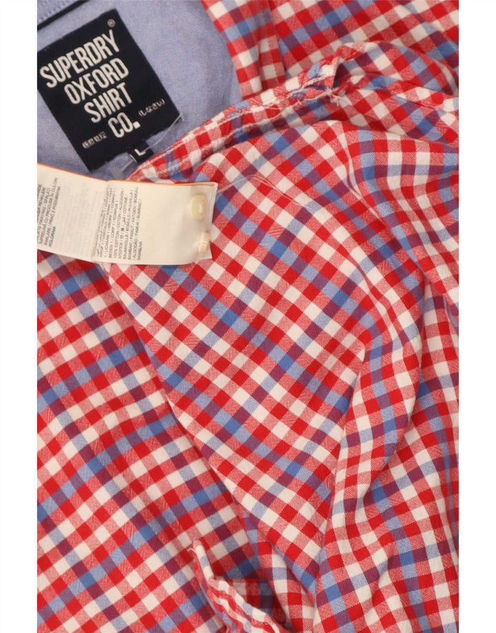 Ανδρικό κοντομάνικο πουκάμισο Superdry μεγάλο κόκκινο βαμβακερό Gingham