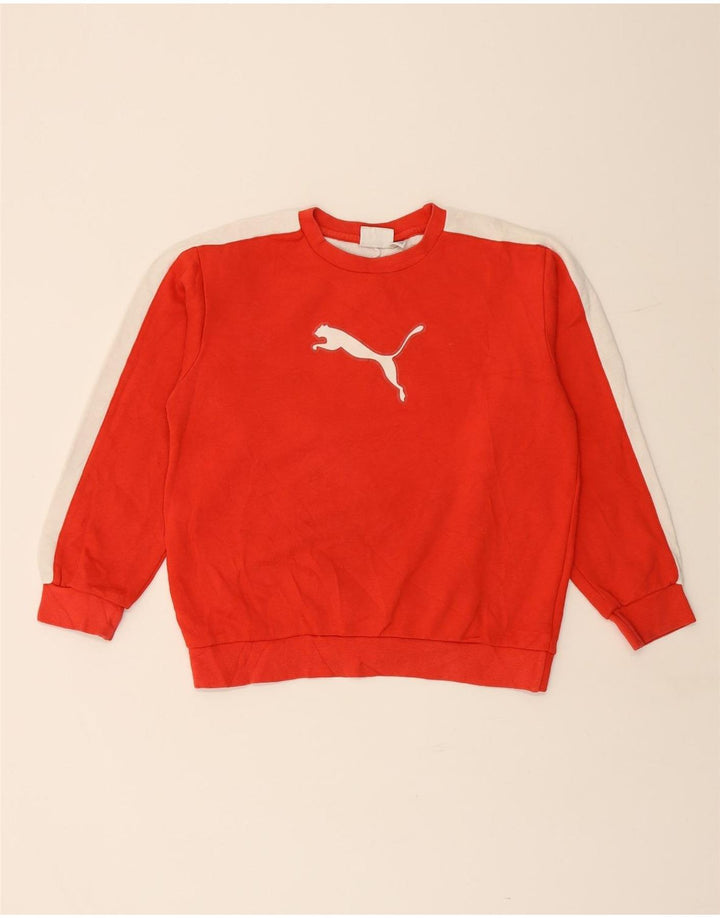 Γραφικό φούτερ PUMA Boys Jumper 11-12 ετών Κόκκινο βαμβακερό μπλοκ