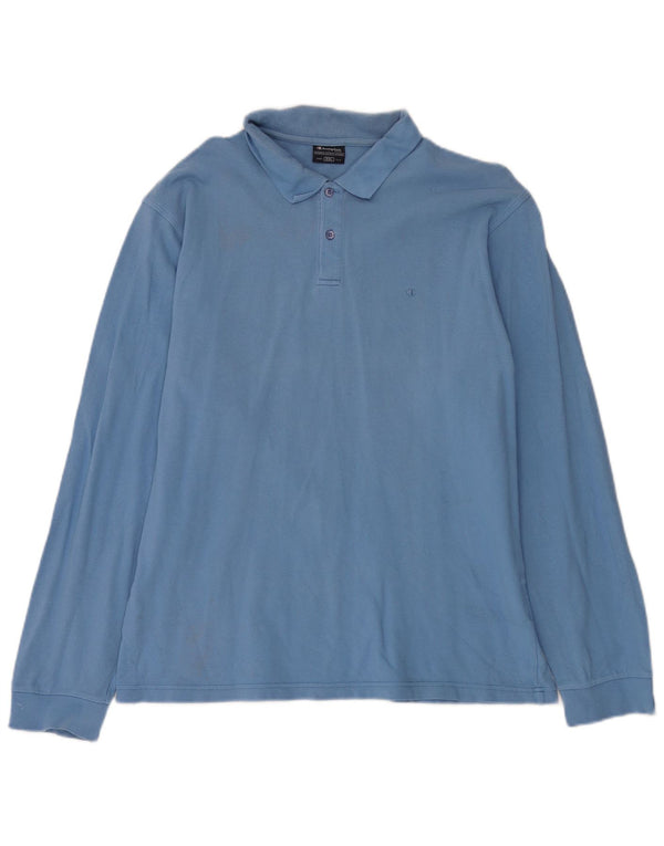 Champion Mens Long Sleeve Polo Shirt 2XL Blue