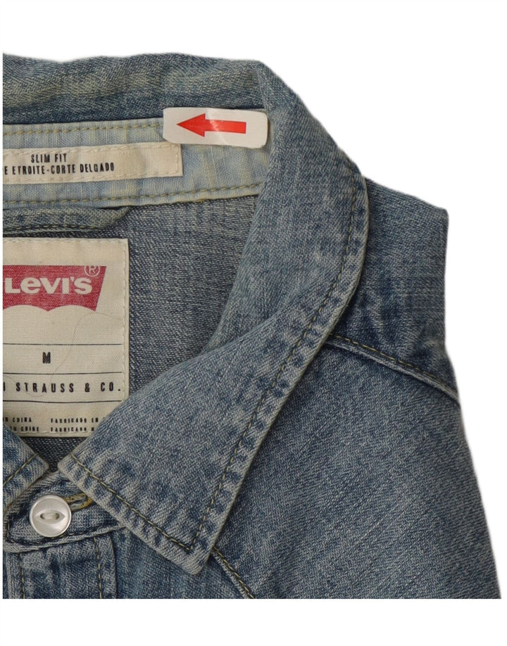 Ανδρικό τζιν πουκάμισο Levi's Slim Fit, μεσαίο μπλε βαμβακερό