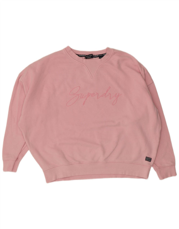 Superdry Γυναικείο Φούτερ με γραφικό μεγάλο μέγεθος Jumper UK 14 Large Pink