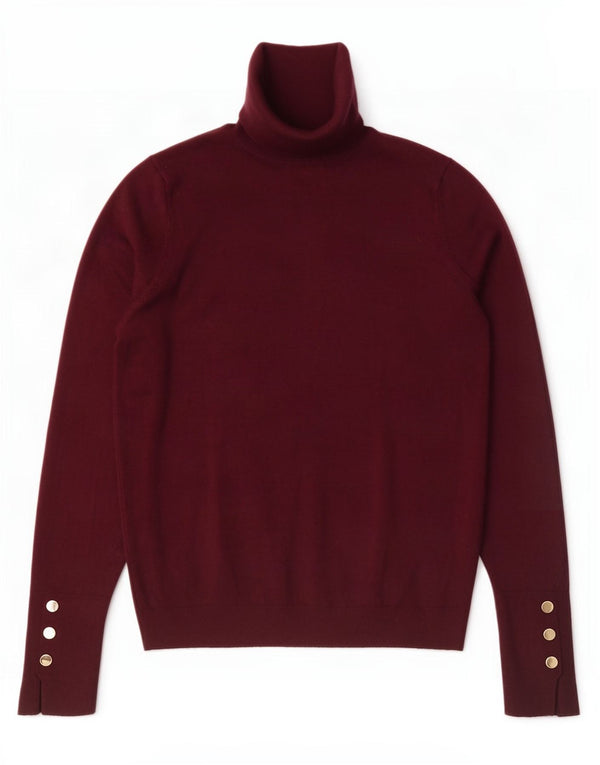 Zara Γυναικείο πουλόβερ με ρολό λαιμόκοψη UK 10 Small Burgundy