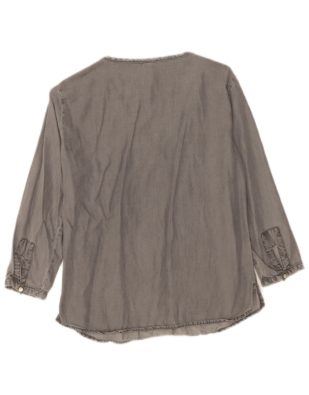 BENETTON Womens 3/4 Sleeve Blouse Top UK 12 Medium Grey
