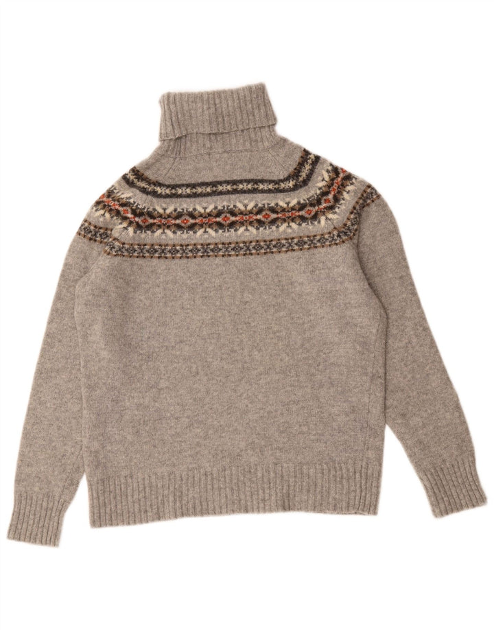Zara Γυναικείο πουλόβερ με ρολό λαιμόκοψη UK 14 Medium Grey Fair Isle