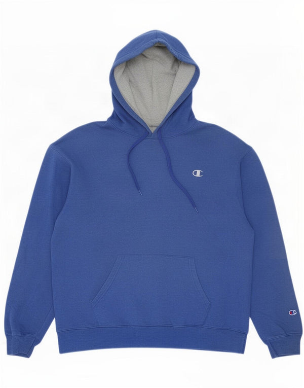 Champion Mens Hoodie Jumper XL Blue Cotton