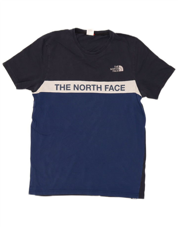THE NORTH FACE Ανδρικό γραφικό T-Shirt Top Small Blue Colourblock Βαμβακερό