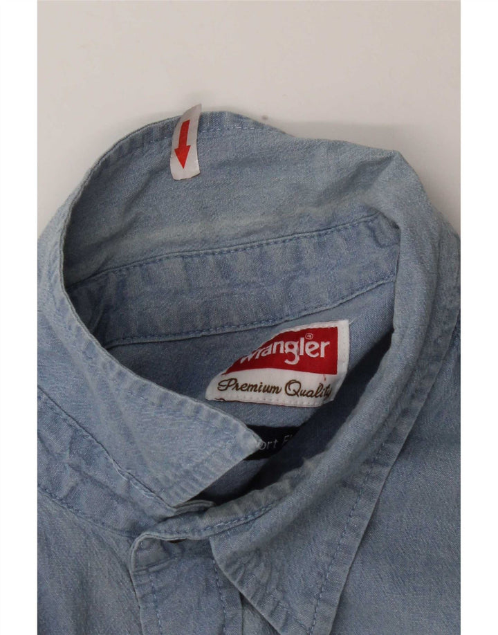 Ανδρικό τζιν πουκάμισο Wrangler μεγάλο μπλε βαμβακερό