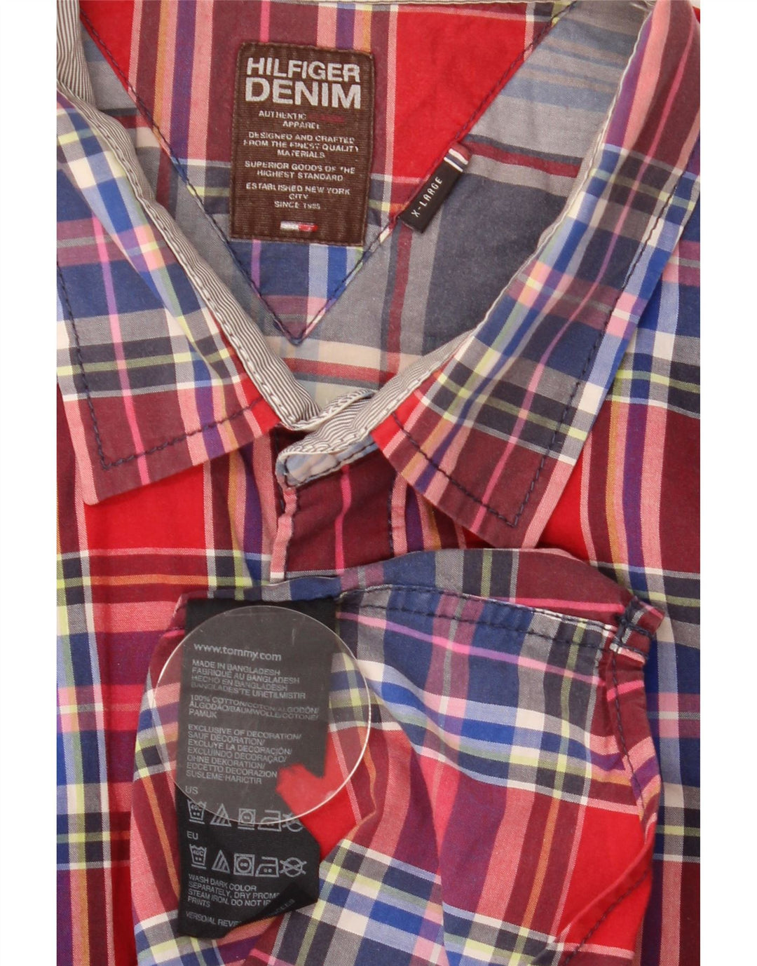 Ανδρικό πουκάμισο Tommy Hilfiger XL κόκκινο καρό βαμβακερό