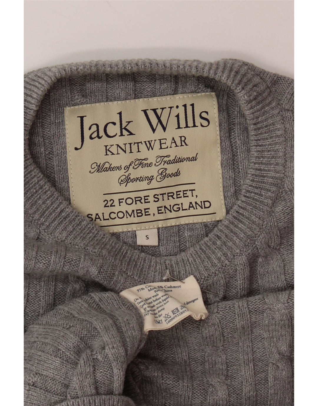 Ανδρικό πουλόβερ με λαιμόκοψη JACK WILLS Μικρό βαμβακερό γκρι