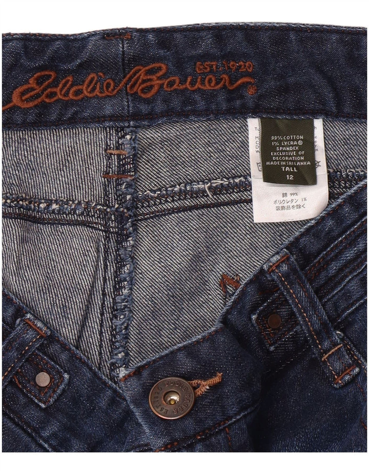 EDDIE BAUER Γυναικείο ψηλό Capri Jeans US 12 Large W34 L23 Navy Blue Cotton