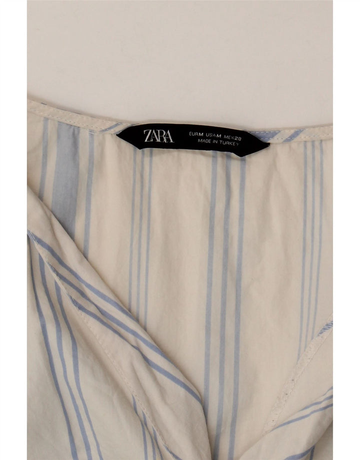 ZARA Γυναικεία μπλούζα με 3/4 μανίκια UK 12 μεσαία μπλε ριγέ