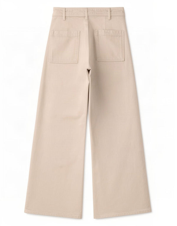Zara Womens The Marine ψηλόμεσο φαρδύ τζιν EU 36 XS W26 L28 Off White
