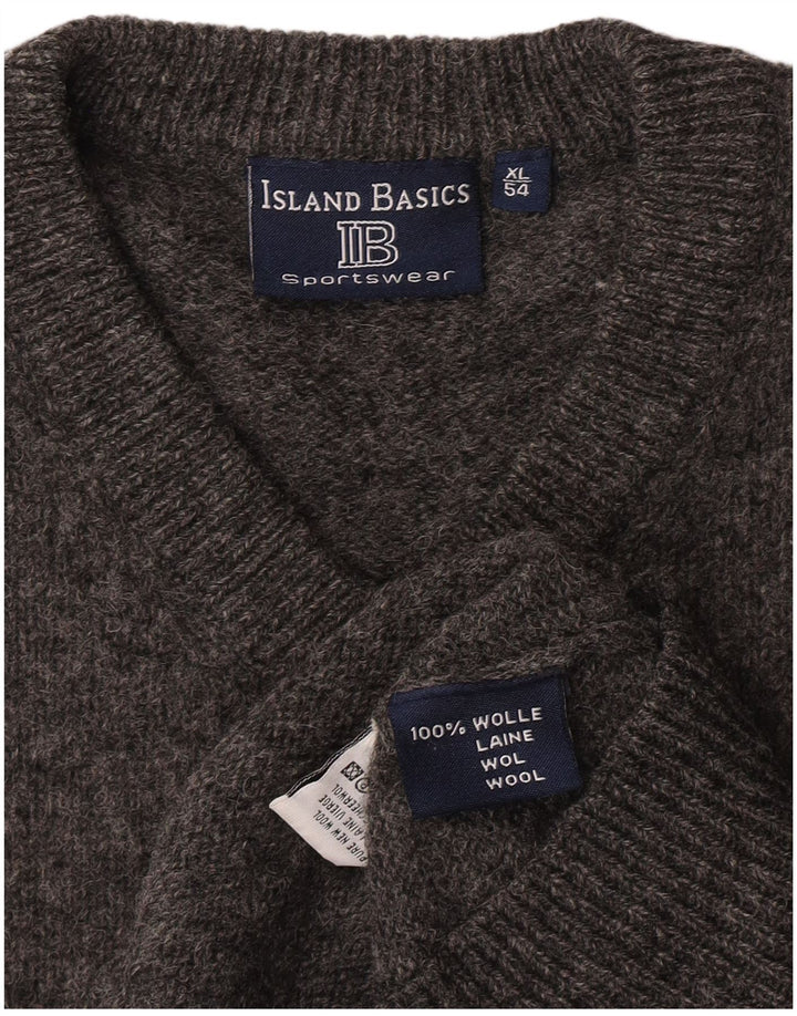 Vintage Ανδρικό πουλόβερ με V λαιμόκοψη IT 54 XL Γκρι μαλλί