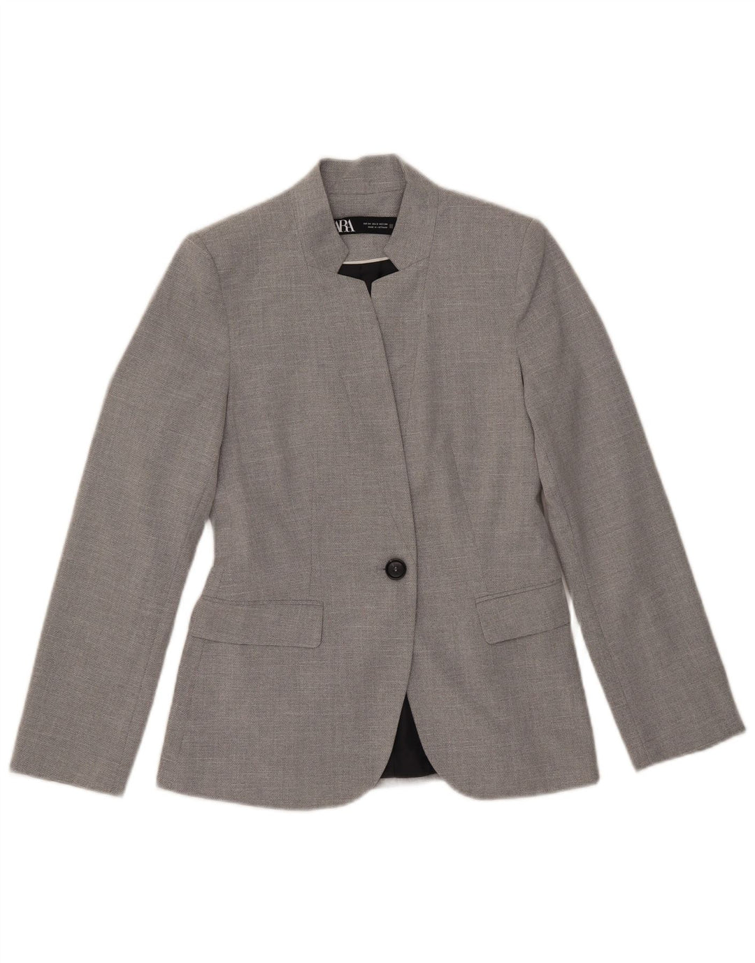 Zara Γυναικείο Μπουφάν σακάκι με 1 κουμπί EU 34 2XS Γκρι Πολυεστέρας