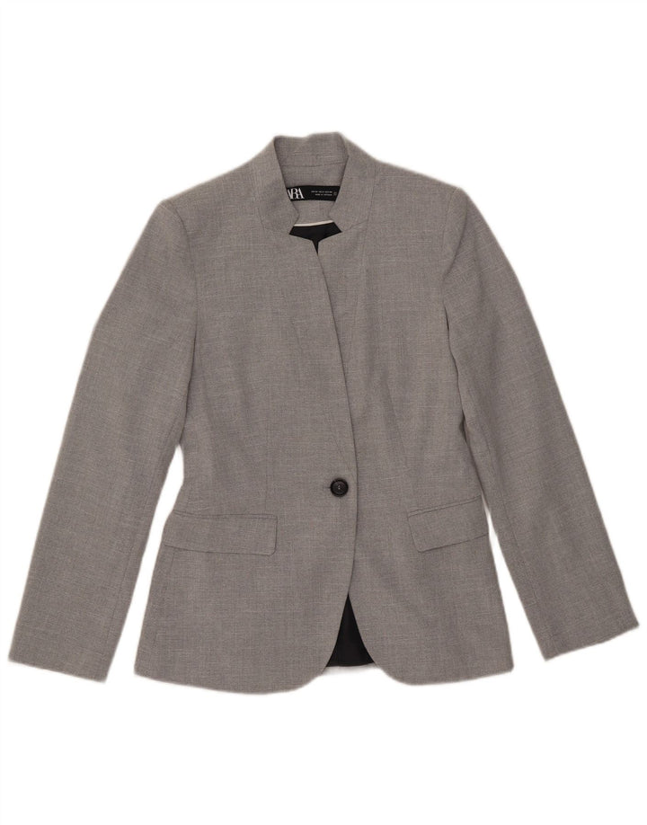 Zara Γυναικείο Μπουφάν σακάκι με 1 κουμπί EU 34 2XS Γκρι Πολυεστέρας