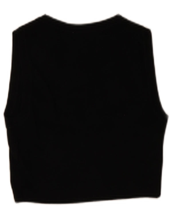 Zara Γυναικείο Crop Vest Top UK 12 Medium Black Viscose