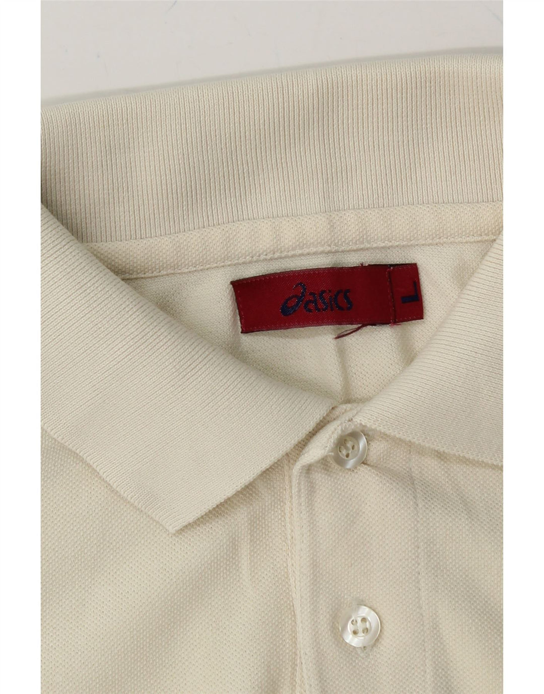 ASICS Mens Polo Shirt Large Off White Vintage Asics and Second-Hand Asics from Messina Hembry 