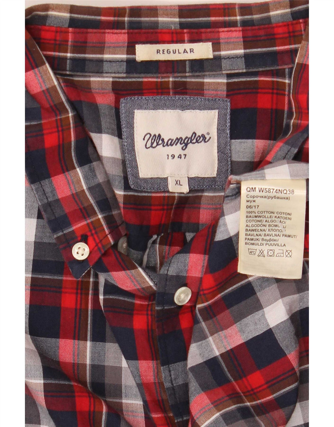 Ανδρικό φανελένιο πουκάμισο Wrangler XL Κόκκινο καρό βαμβακερό