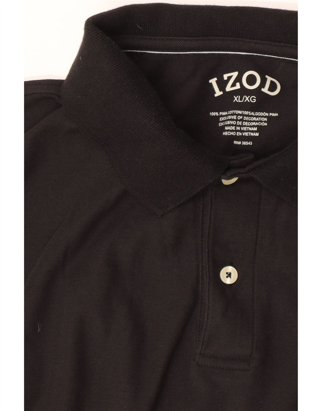 Izod Ανδρικό πουκάμισο Polo XL Μαύρο βαμβακερό
