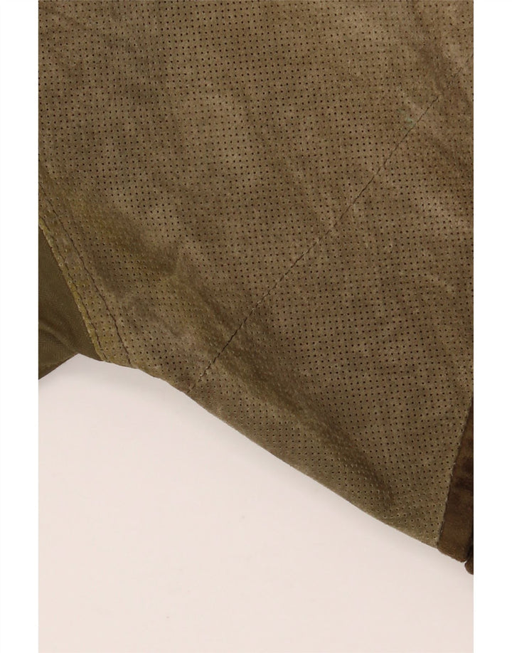 LA MATTA Ανδρικό Suede Jacket UK 40 Large Khaki Colourblock Leather