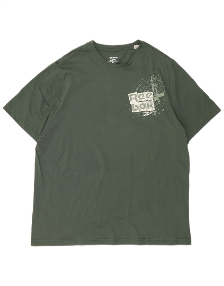 Ανδρικό γραφικό T-Shirt Reebok Top Μεσαίο πράσινο βαμβακερό