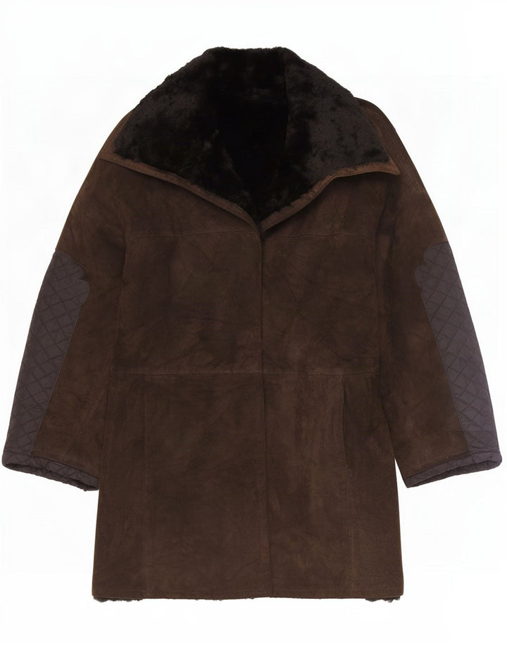 Vintage Γυναικείο Ανοιχτό Shearling Jacket UK 12 Medium Brown