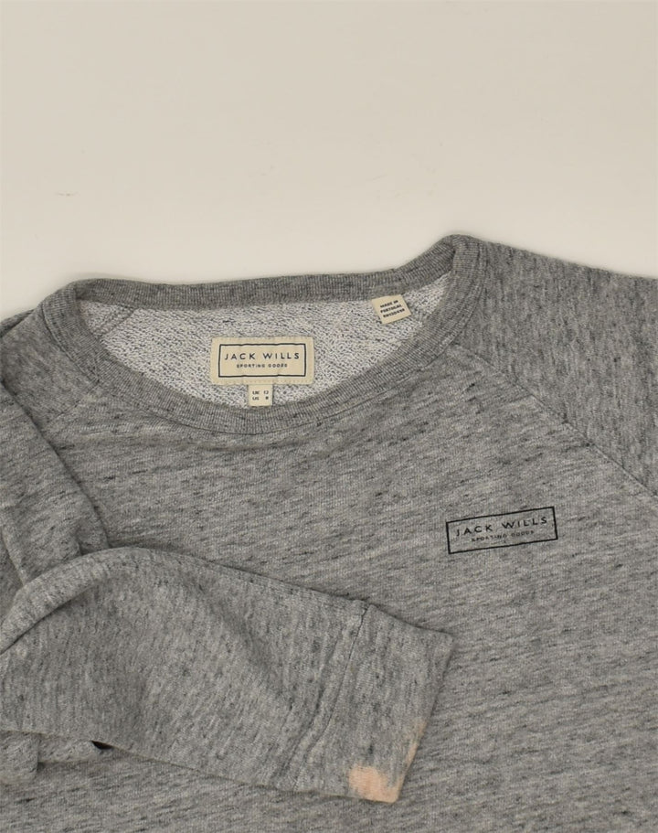 JACK WILLS Womens Oversized Sweatshirt Jumper UK 12 Medium Grey Flecked | Vintage Jack Wills | Thrift | Second-Hand Jack Wills | Used Clothing | Messina Hembry 