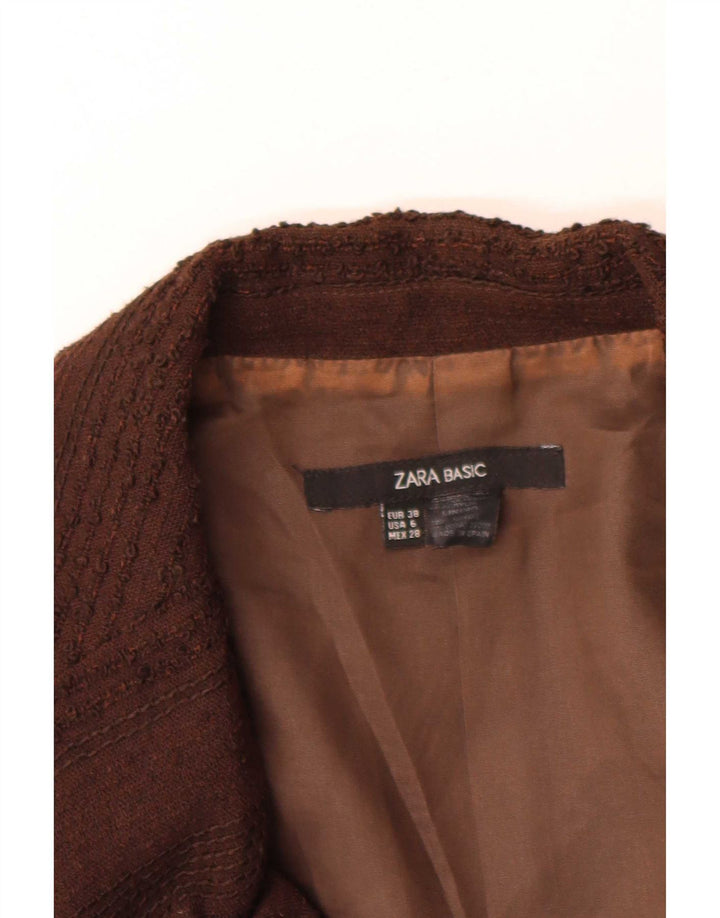 Zara Γυναικείο τζάκετ μπλέιζερ EU 38 Μικρό καφέ μαλλί με ρίγες