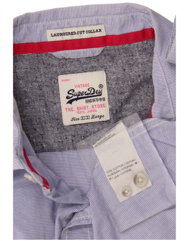 Ανδρικό πουκάμισο SUPERDRY 2XL Βαμβακερό Μπλε Ριγκ