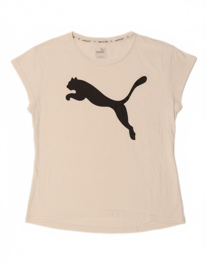 PUMA Womens Graphic T-Shirt Top UK 10 Small White Vintage Puma and Second-Hand Puma from Messina Hembry 