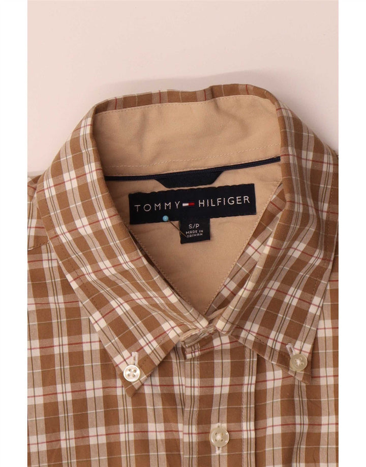Ανδρικό κοντομάνικο πουκάμισο Tommy Hilfiger Μικρό καφέ βαμβακερό