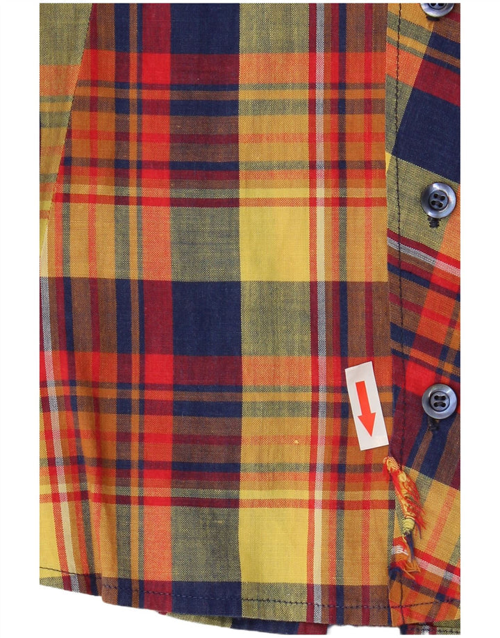 VINTAGE Γυναικείο κοντομάνικο πουκάμισο UK 10 Small πολύχρωμο τσεκ