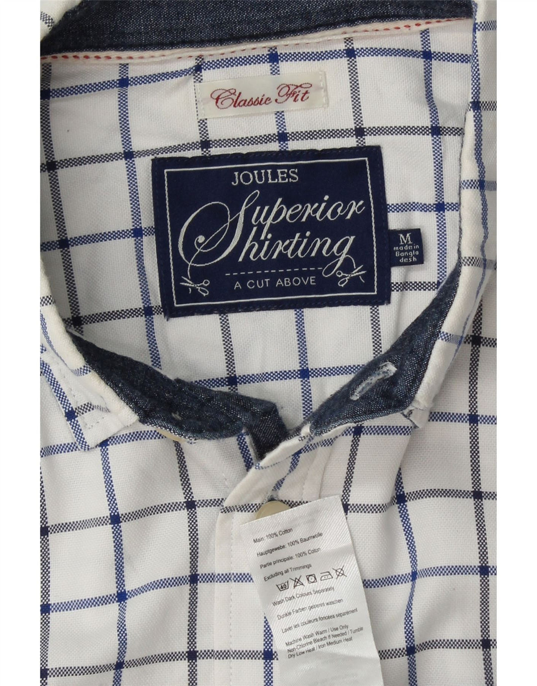 Ανδρικό πουκάμισο JOULES Classic Fit, μεσαίο λευκό βαμβακερό