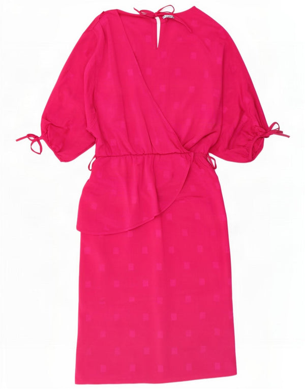 Vintage γυναικείο φόρεμα με θήκη UK 12 Medium Pink Geometric