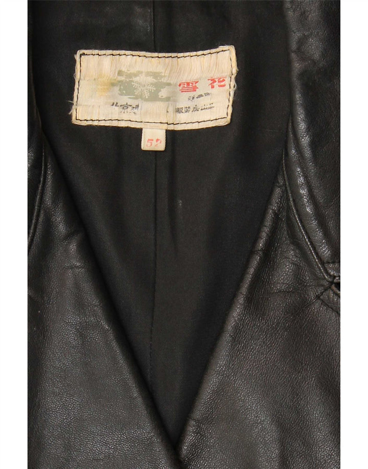 Vintage Γυναικείο Δερμάτινο Παλτό IT 52 2XL Μαύρο