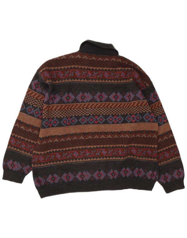 Vintage ανδρικό πουλόβερ με λαιμόκοψη XL πολύχρωμο Fair Isle
